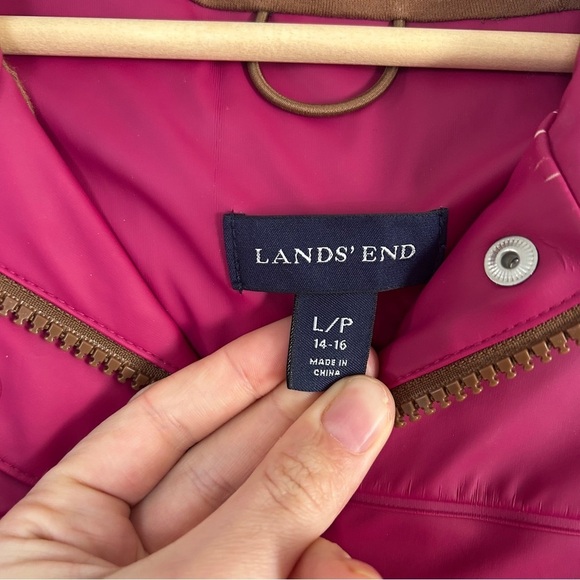 Lands’ End Pink Water Resistant Rain Jacket Spring Hiking Large Outdoor - Picture 2 of 6